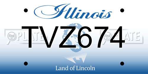 TVZ674 Illinois License Plate