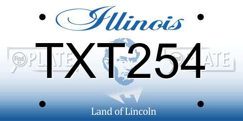 TXT254 Illinois License Plate