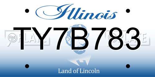 TY7B783 Illinois License Plate
