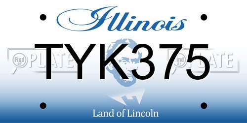TYK375 Illinois License Plate