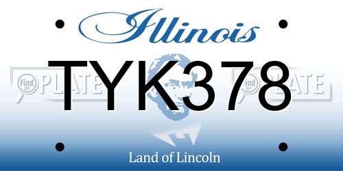 TYK378 Illinois License Plate