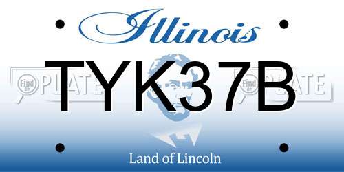 TYK37B Illinois License Plate