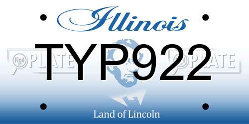 TYP922 Illinois License Plate