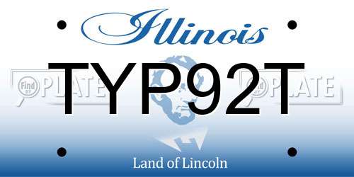 TYP92T Illinois License Plate