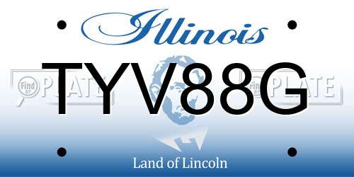 TYV88G Illinois License Plate