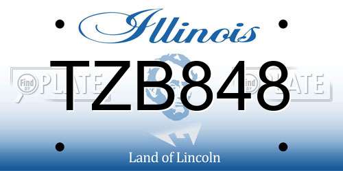 TZB848 Illinois License Plate