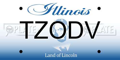 TZODV Illinois License Plate