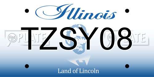 TZSY08 Illinois License Plate
