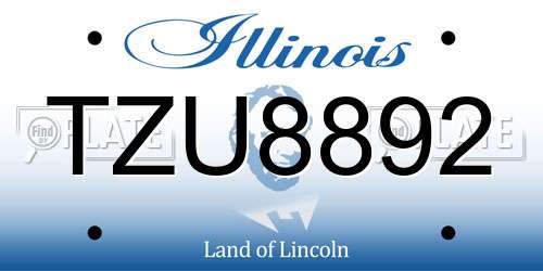 TZU8892 Illinois License Plate