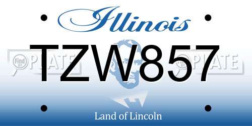 TZW857 Illinois License Plate