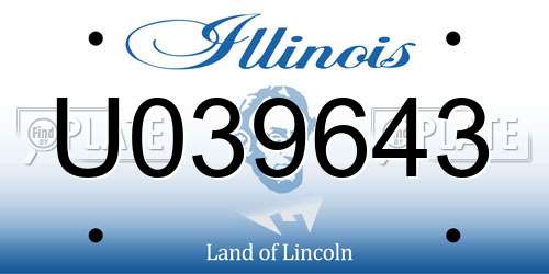 U039643 Illinois License Plate