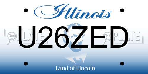 U26ZED Illinois License Plate