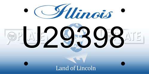 U29398 Illinois License Plate