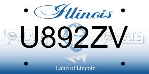 U892ZV Illinois License Plate