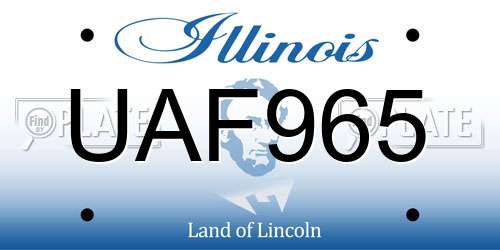 UAF965 Illinois License Plate