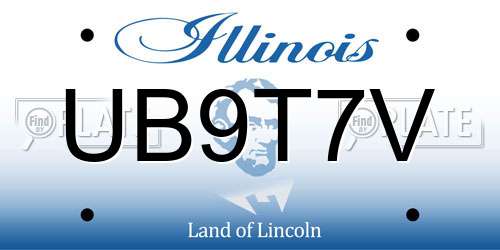 UB9T7V Illinois License Plate