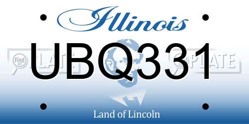 UBQ331 Illinois License Plate