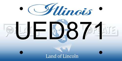 UED871 Illinois License Plate