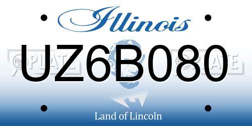 UZ6B080 Illinois License Plate
