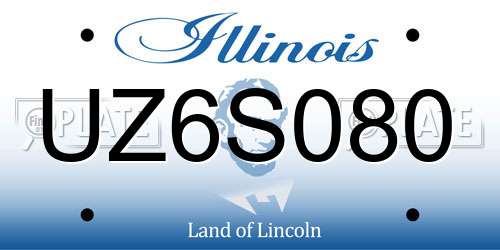 UZ6S080 Illinois License Plate