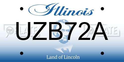 UZB72A Illinois License Plate