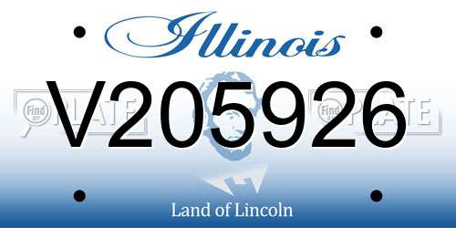V205926 Illinois License Plate