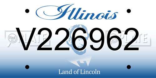 V226962 Illinois License Plate