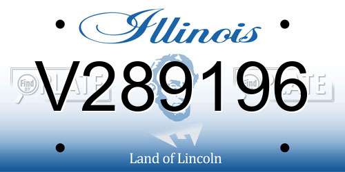 V289196 Illinois License Plate