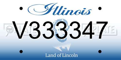 V333347 Illinois License Plate
