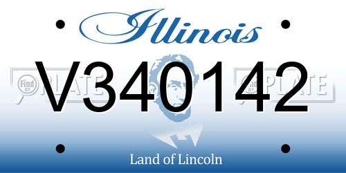 V340142 Illinois License Plate