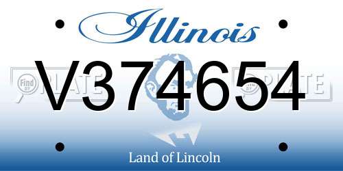 V374654 Illinois License Plate