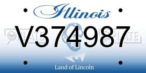 V374987 Illinois License Plate