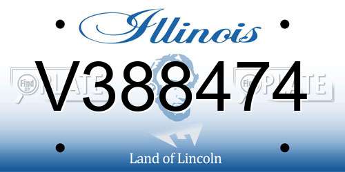 V388474 Illinois License Plate