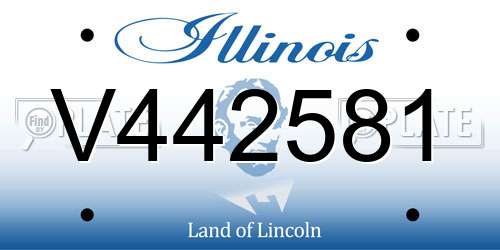 V442581 Illinois License Plate