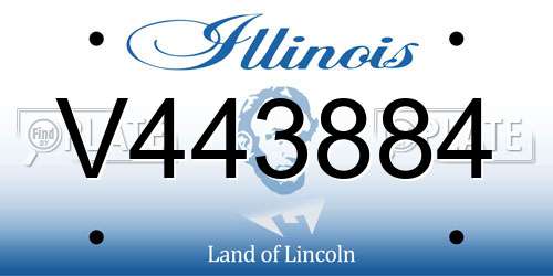 V443884 Illinois License Plate