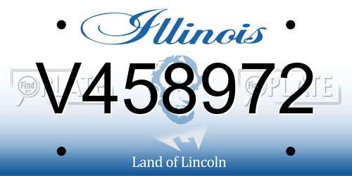 V458972 Illinois License Plate