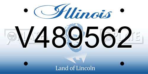 V489562 Illinois License Plate