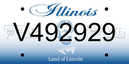 V492929 Illinois License Plate