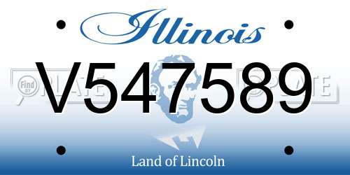 V547589 Illinois License Plate