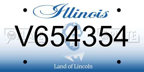 V654354 Illinois License Plate