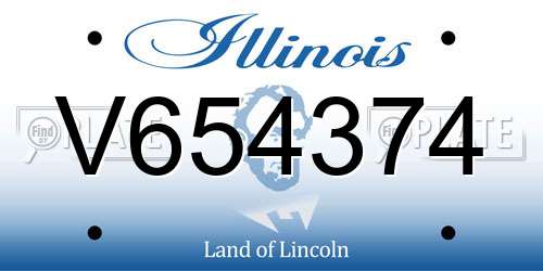 V654374 Illinois License Plate