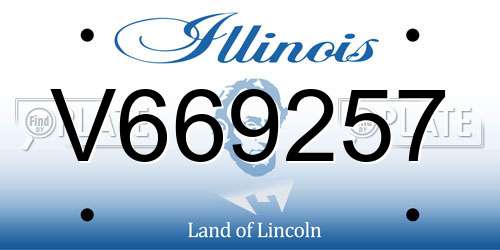 V669257 Illinois License Plate