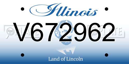 V672962 Illinois License Plate