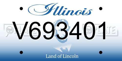 V693401 Illinois License Plate