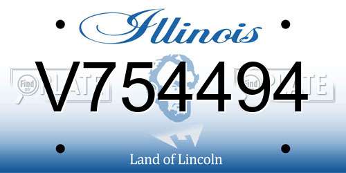 V754494 Illinois License Plate