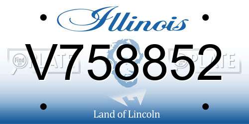 V758852 Illinois License Plate