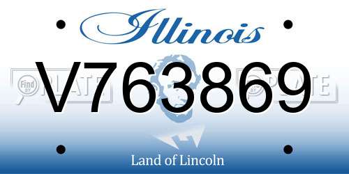 V763869 Illinois License Plate