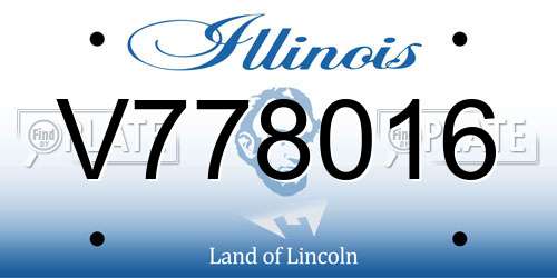 V778016 Illinois License Plate