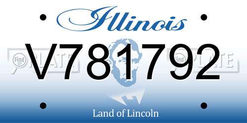 V781792 Illinois License Plate