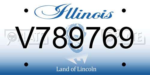 V789769 Illinois License Plate